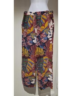 Women's Cotton Linen Wide Leg Pants With Drawstring Waist Relaxed Multicolor